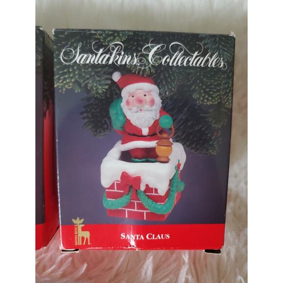 Lot Of 2 🎄 1991 Santakins Christmas Ornaments Santa Claus & Baldy New 🎅 - Picture 6 of 8